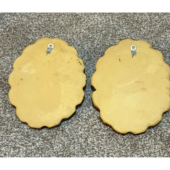 Vintage Homco Mushroom Wall Art Set Faux Wood Oval Textured Hanging Decor - Picture 2 of 7